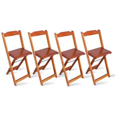 Imagem de Kit 4 Cadeiras Bistrô Dobrável Madeira Padrão Imbuia Cor: Marrom