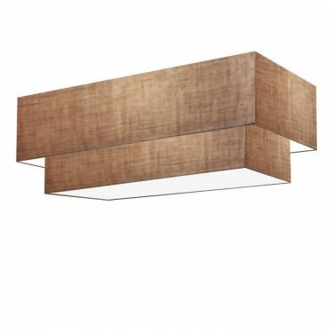 Imagem de Plafon Duplo Retangular Vivare Md-3044 Cúpula Em Tecido 70x30cm X 60x25cm - Bivolt Palha 127/220v