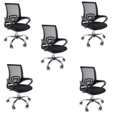 Imagem de Kit 5 Cadeiras De Escritorio Begonia Tela Mesh Ergonomica - Preto