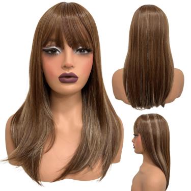 Imagem de Peruca lisa repicada com franja 45cm orgânica premium