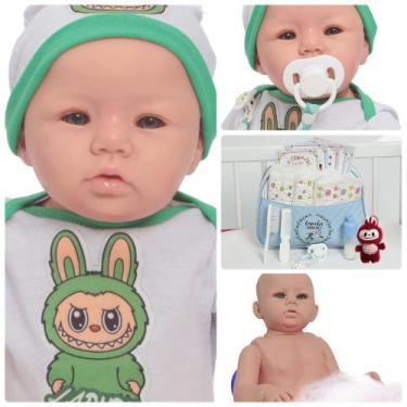 Imagem de Bebe Reborn Boneco Menino 48cm Pode Banho Bolsa Acessórios - Cegonha R