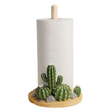 Imagem de WAIT FLY Suporte de toalha de papel padrão de cacto, suporte de rolo de papel de resina para cozinha, bancada, escritório