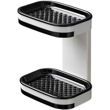 Imagem de Saboneteira Dupla Camada Para Banheiro Com Suporte Parede Adesiva Sem Perfuração Minimalista Casa Buritis