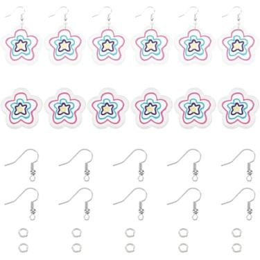 Imagem de Kits de fabricação de brincos de flores de acrílico DIY, incluindo 24 pingentes de acrílico transparente, ganchos de brinco e anéis de salto, cores mistas, 38,5 x 39,5 x 2 mm, orifício: 1,5 mm, 24