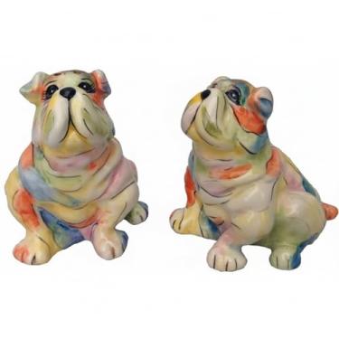 Imagem de Blue Sky Ceramic Conjunto de buldogue de sal e pimenta de 3,9 cm x 6,3 cm x 8,8 cm x 7,5 cm, multi
