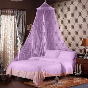 Imagem de Mosquiteiro Teto Casal/Queen com Elástico – Renda Filo, Proteção Contra Mosquitos e Insetos(Lilás)