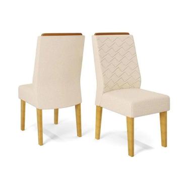 Imagem de Cadeira Sala De Jantar Lidia Kit 2 Un Cedro/linho Neve Bege - Dj Móveis