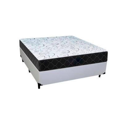 Imagem de Cama Box Casal Sintético Branco Com Colchão Espuma D33 Marrocos 30cm