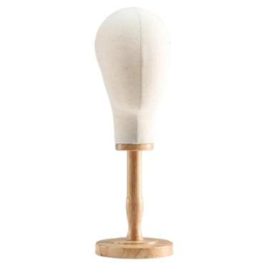 Imagem de predolo Suporte para cabeça de manequim com capa de linho, elegante para prática de penteados, base removível, Altura 51cm