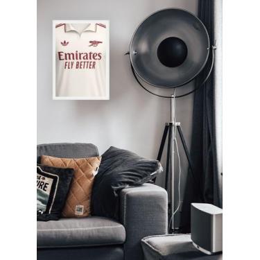 Imagem de Quadro Camisa Arsenal FC 2025-26 Com Vidro e Moldura Branca Tamanho:21