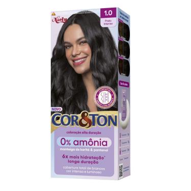 Imagem de Tintura Cor&Ton Sem Amônia Preto Intenso 1.0 Kit