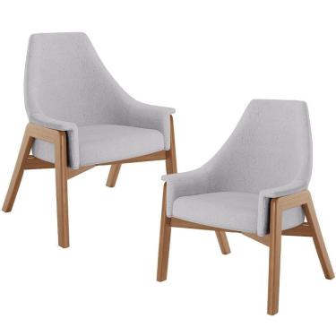 Imagem de Kit 02 Poltronas Decorativa Sakura L02 Linho Cinza