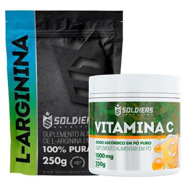 Imagem de Kit: Vitamina C Em Pó 250g + Arginina 250g - 100% Puro Importado - Soldiers Nutrition-Unissex