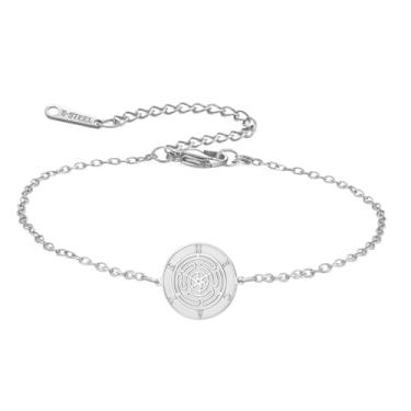 Imagem de TEAMER Hekate Pulseira de roda de aço inoxidável ajustável Hecate Pulseira de roda Wicca Roda de Hekate Deusa Amuleto Joias para mulheres, 20*20mm, Aço inoxidável, Sem Pedra Preciosa