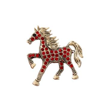 Imagem de Broche de cavalo de strass vintage o ano do cavalo conjunto de alfinetes de lapela de animais coloridos para amantes de pôneis e decorações de ano novo, Metal, Sem Pedra Preciosa
