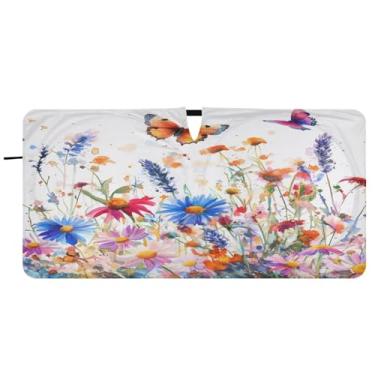 Imagem de Blueangle Para-brisa de flores - 149.9 cm x 76.2 cm dobrável carro janela dianteira para-sol blocos raios UV viseira de sol (305)