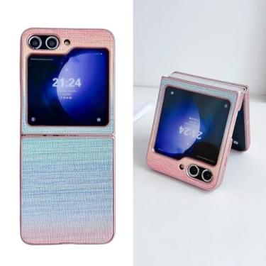 Imagem de Capa colorida com textura de couro para Samsung Galaxy Z Flip 7 6 5 4 3 Zflip7 Flip6 (para Galaxy Z Flip4/Colorida)