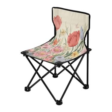 Imagem de Wassud Cadeira de acampamento, leve, portátil, vintage, floral, para uso ao ar livre, cadeira dobrável de tecido Oxford, cadeira de praia para jardim, praia, pesca
