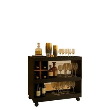 Imagem de Aparador De Sala De Estar Com Gavetas, ArmáRio Para Vinhos E RodíZios(Preto/nature)