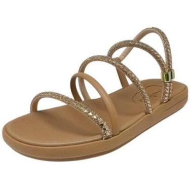 Imagem de Sandália Rasteira Feminina Tiras com Strass Moleca-Feminino