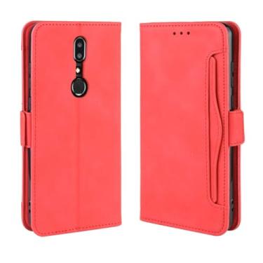 Imagem de Capa para SHARP Aquos V,Retro magnético Flip Case,Design de carteira de couro PU com slots de cartão removíveis -Red