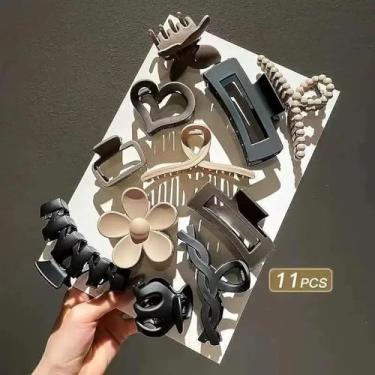 Imagem de Grampo de cabelo de tom neutro, 10 peças de grampos de cabelo minimalistas marrom bege, acessórios elegantes para mulheres