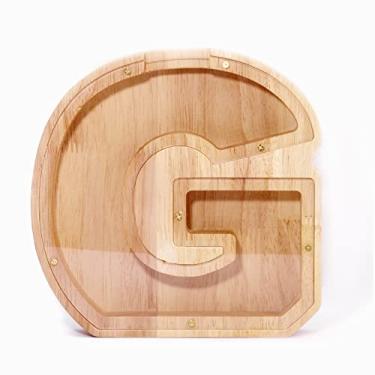 Imagem de Cofrinho de Alfabeto Inglês Vinte e Seis Caixa Economia Moedas Madeira Personalizada Com Adesivos Nome Personalizados De