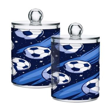 Imagem de Qilmy Qtip Suporte de bolas de futebol de 400 ml, frasco de armazenamento de boticário de plástico transparente com tampa, dispensador de recipiente de banheiro para bola de algodão, cotonete, fio