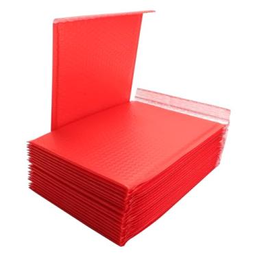 Imagem de Envelopes vermelhos Bubble Mailers KAIXILU L13 x L 10 polegadas Embalagem saco de envio autoselo embalagem de correio vermelho -25 peças