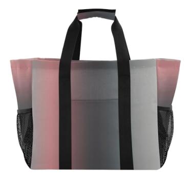 Imagem de Sacola reutilizável aberta rosa e preta degradê ombré para academia, sacola de lona para férias