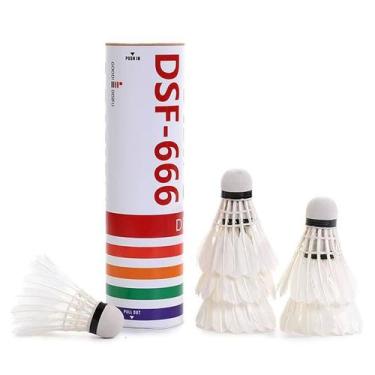 Imagem de Kit Peteca de Badminton Gold Sports Disifu 333 De Pena de Ganso - 6 Un