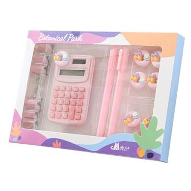 Imagem de Calculadora Básica Materiais de Escritório Suprimentos Mesa Estacionário Bonito com Clamp Papel Cauda Longa Canetas Marc