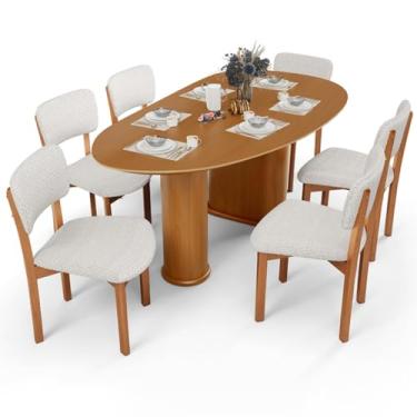 Imagem de Mesa Para Sala de Jantar Ourense com 06 Cadeiras Sala de Jantar Dara L02 Bouclê Cru - Lyam Decor