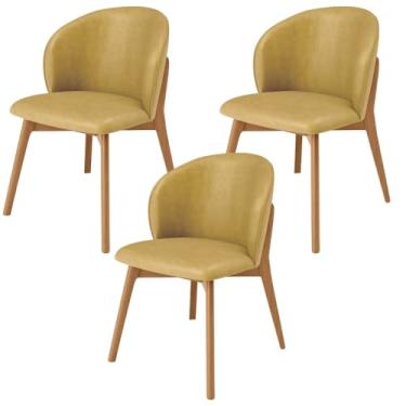 Imagem de Kit 03 Cadeiras de Jantar e Estar Living Estofada Mia L02 Couríssimo Fendi - Lyam Decor