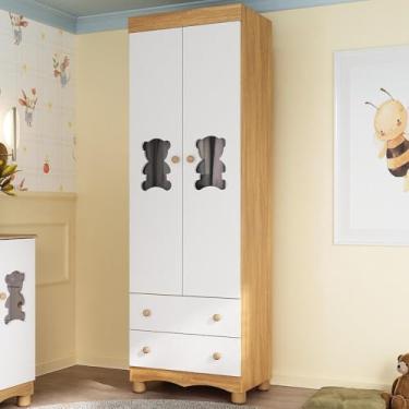 Imagem de Guarda-roupa Infantil 62cm 2 Portas com Vidro e 2 Gavetas Ternura Multimóveis Mp4476 Madeirado/branco