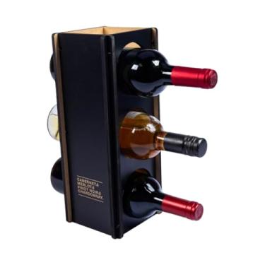 Imagem de ADEGA em MDF para 3 Garrafas Vinhos Espumantes Premium Preto - Armazenamento Sofisticado
