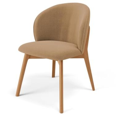 Imagem de Cadeira de Jantar e Estar Living Estofada Mia L02 Bouclê Mostarda - Lyam Decor