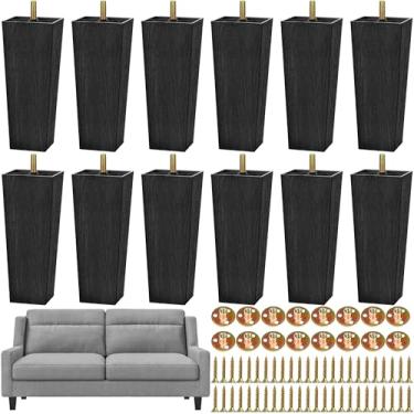 Imagem de TURSTIN 12 peças de substituição de pernas de móveis de plástico de 20 cm pernas de sofá quadradas afuniladas pernas de sofá de meados do século pés para poltronas sofá-cama mesa de centro cômoda