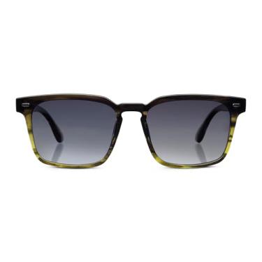 Imagem de Peepers by PeeperSpecs Óculos de sol feminino Shasta polarizado quadrado, chifre ombré verde, +0,00