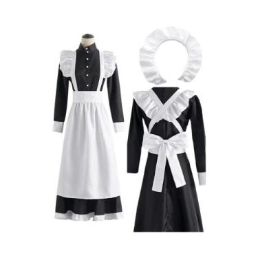 Imagem de Fantasia Kawaii Vintage De Maid Cafe, Vestido Lolita Com Laço Fofo Par