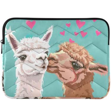 Imagem de Linda capa protetora para notebook Alpaca Kissing Valentine para laptop, capa protetora universal de 13 a 14 polegadas
