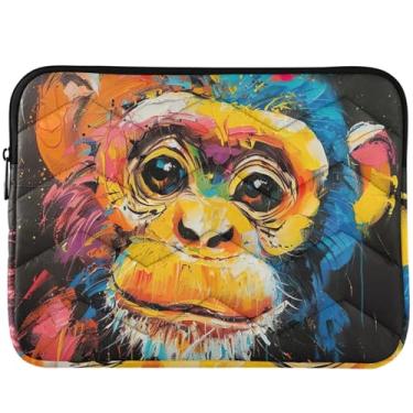 Imagem de Capa protetora para notebook de macaco com pintura colorida, capa protetora para laptop universal de 13 a 14 polegadas