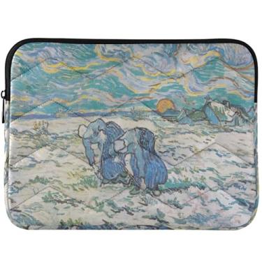 Imagem de Capas para laptop personalizadas camponesa cavando campo pôr do sol Vangogh capas para laptop para Mac Air 13 polegadas capa universal para laptop 13-14 polegadas bonita