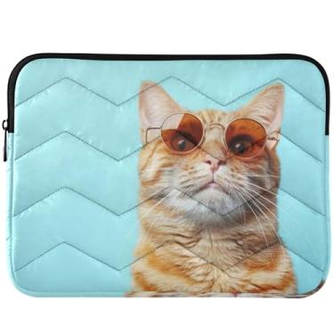 Imagem de Capa divertida para notebook gato laranja fofo para MacBook capa protetora de 13 polegadas para laptop 13-14 polegadas universal