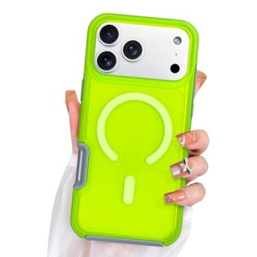 Imagem de DOTARA Capa magnética para iPhone 17 Pro de 6,3 polegadas, compatível com Magsafe Vibrante Neno Verde Translúcido Fosco, Proteção à Prova de Choque, Capa de Telefone Fina para Mulheres e Meninas, 16.0