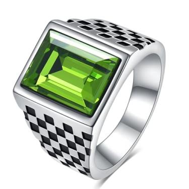 Imagem de MYNENEY Anéis masculinos preto/azul/vermelho/amarelo pedra clássica sinete declaração anel de noivado anel de noivado pedra preciosa anel de pedra preciosa para presente masculino, pedra preciosa, Zircônia cúbica