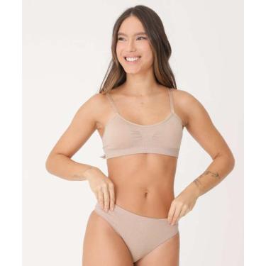Imagem de Sutiã Top Sem Bojo Textura Alças Finas Marisa-75496, Bege, P