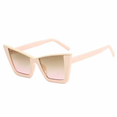 Imagem de Óculos de Sol Femininos Estilo Olho de Gato, Tamanho Grande, Lentes Degradê UV400, Ideais para Esportes ao Ar Livre, Corrida e Ciclismo, Cor Bege Chá