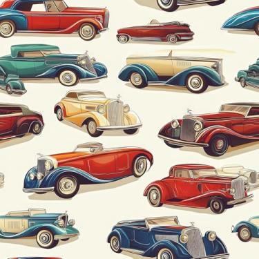 Imagem de HelloWall Papel de parede de carros vintage, papel de parede para quarto de meninos, divertido, adesivo, removível, carros antigos, papel de contato para crianças, sala de jogos, autoadesivo, filme