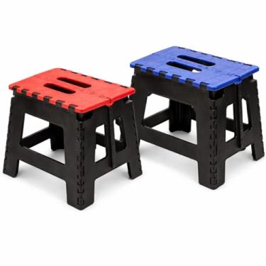 Imagem de Kit 2 Banquinhos Dobráveis Portáteis – Plástico Resistente, Para Casa e Jardim – Altura 32cm, Suporta até 70Kg